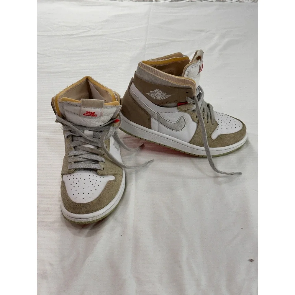 Womens Air Jordan 1 High‎ Zoom CMFT Olive Aura Size 7 White Khaki CT0979-102